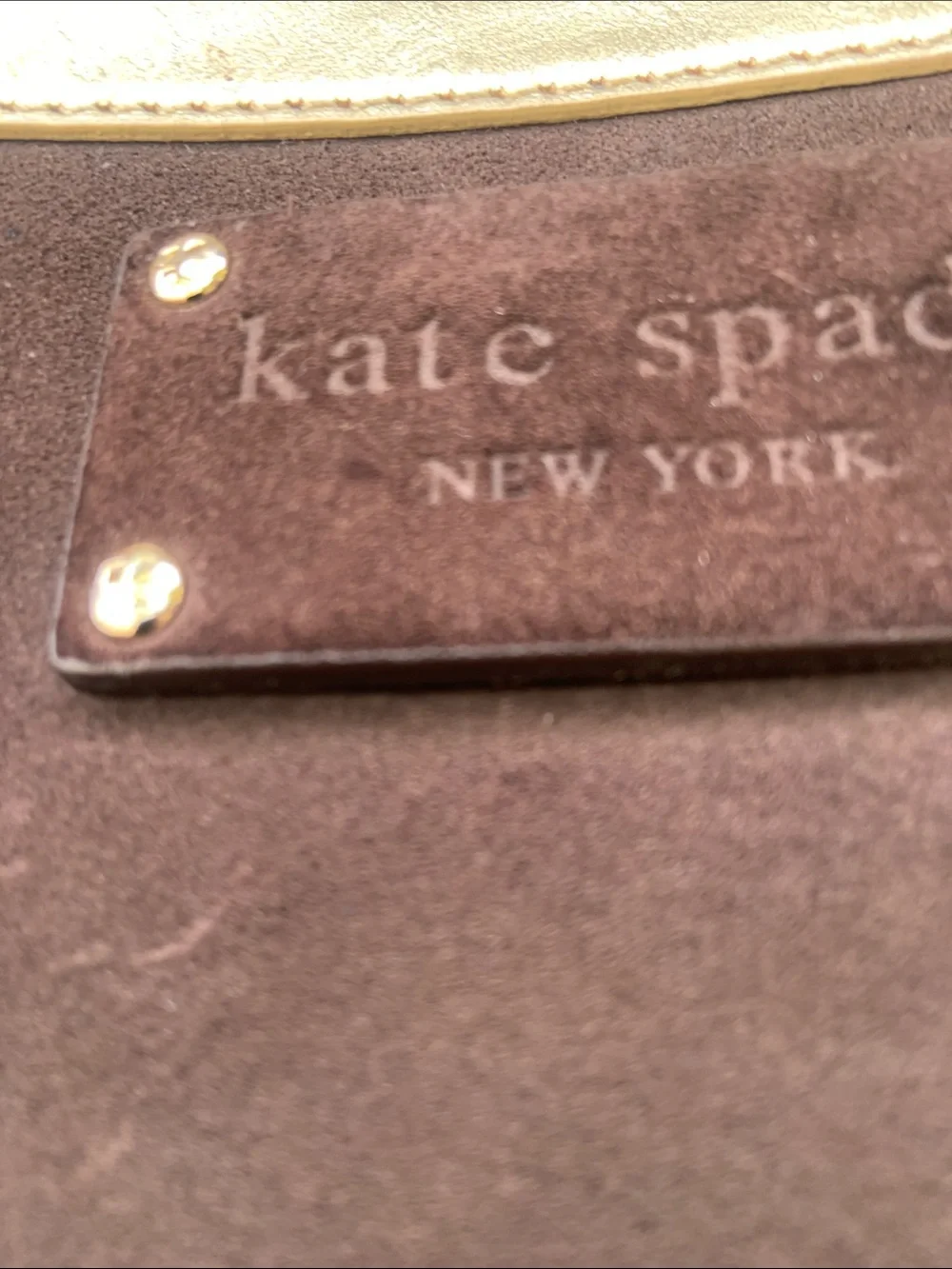 kate spade Brown Suede Tote with Gold Trim and Handles